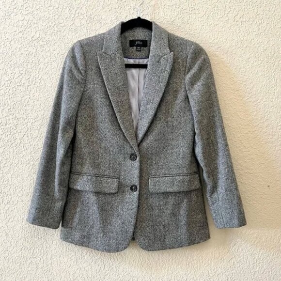 J. Crew Sommerset English Wool Blazer in Herringbone Graphite Gray Size 0 - Picture 5 of 12